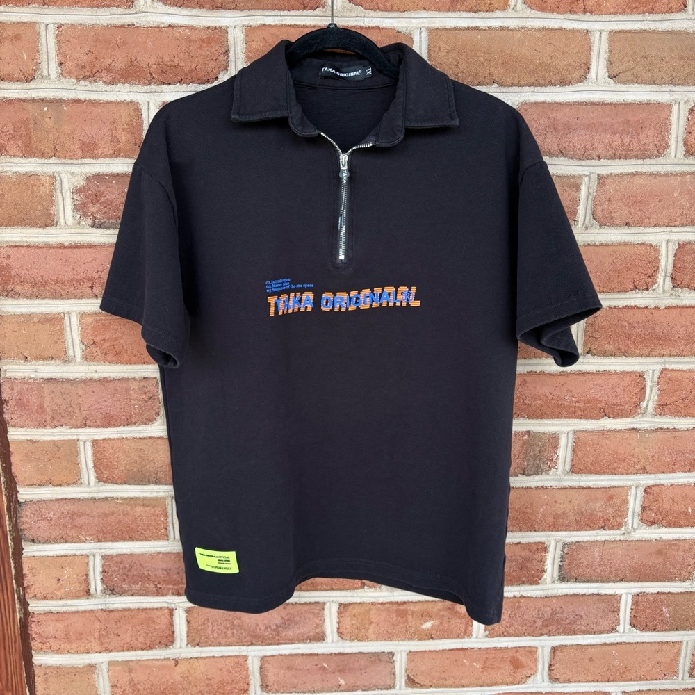 Taka Black Half-Zip Polo Shirt
